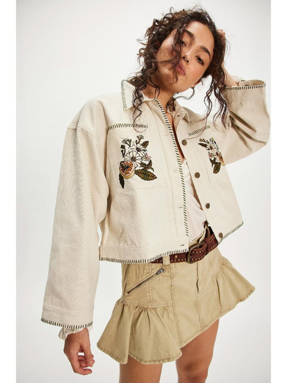 Free People x Denim and Bone Woodlands Embroidered Jacket - Picture 2 of 15